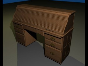 roll top desk Model 3D