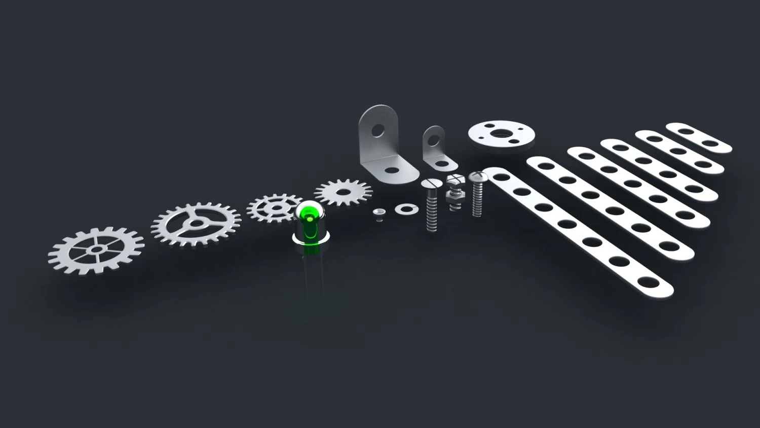 screws nuts shims cogwheels and luminodiode 3D Model .c4d .max .obj .3ds .fbx .stl .blend 