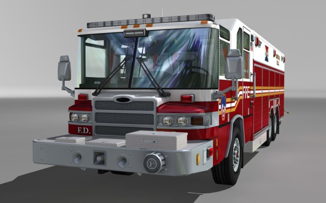 Heavy rescue fire truck video game ready Modèle 3D .c4d .max .obj .3ds .fbx .stl .blend