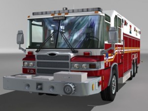 Heavy rescue fire truck video game ready Model 3D