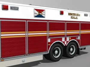 Heavy rescue fire truck video game ready Modèle 3D
