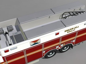 Heavy rescue fire truck video game ready Modèle 3D