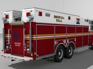 Heavy rescue fire truck video game ready Modèle 3D