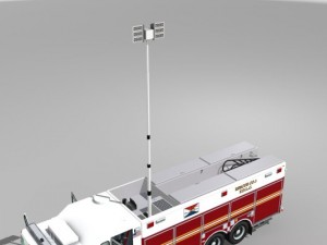 Heavy rescue fire truck video game ready Modèle 3D