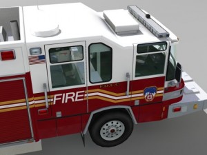 Heavy rescue fire truck video game ready Modèle 3D