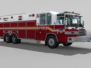 Heavy rescue fire truck video game ready Modèle 3D