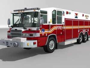 Heavy rescue fire truck video game ready Modèle 3D