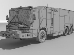 Heavy rescue fire truck video game ready Modèle 3D