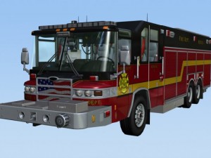 Heavy rescue fire truck video game ready Modèle 3D