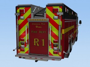 Heavy rescue fire truck video game ready Modèle 3D