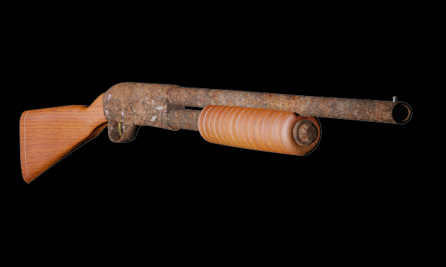 rusty old shotgun 3D Модель .c4d .max .obj .3ds .fbx .stl .blend 