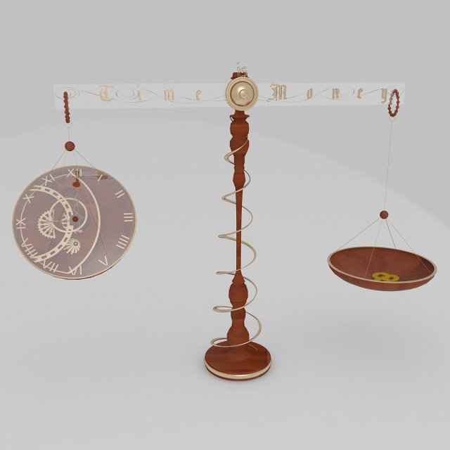 clock time is money 3D Model .c4d .max .obj .3ds .fbx .stl .blend 