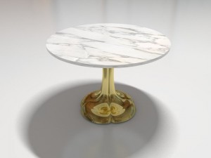 metal tulip cafe table with marble top 3D Model