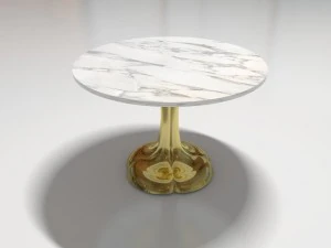 Tavolino da caffè Tulip in metallo con piano in marmo Modello 3D