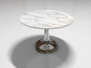 metal tulip cafe table with marble top 3D Model