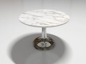metal tulip cafe table with marble top 3D Model