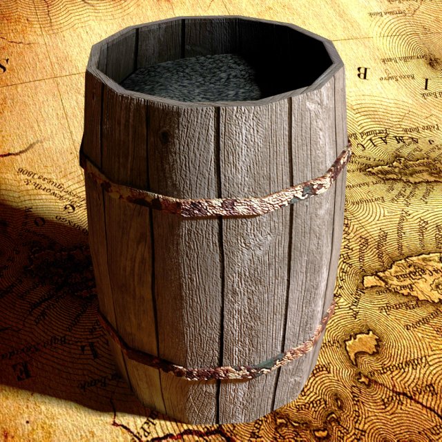 barrel of wood 3D Model .c4d .max .obj .3ds .fbx .stl .blend