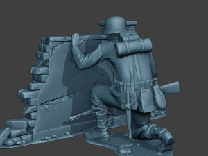 German kar98k soldier behind wall cover 3D Принт Модель