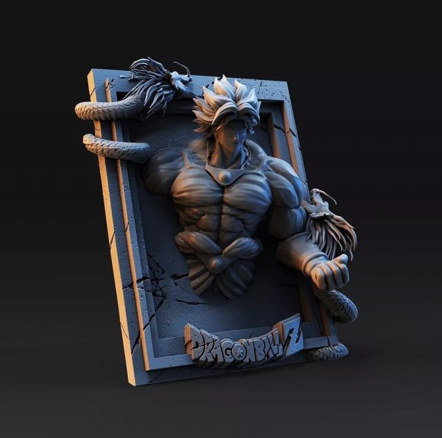 C broly dbz wall decoration 3D Print Model .c4d .max .obj .3ds .fbx .stl .blend 
