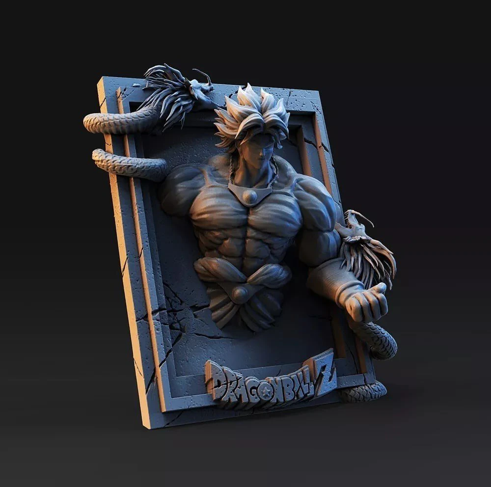 C broly dbz wall decoration 3D Print Model .c4d .max .obj .3ds .fbx .stl .blend 