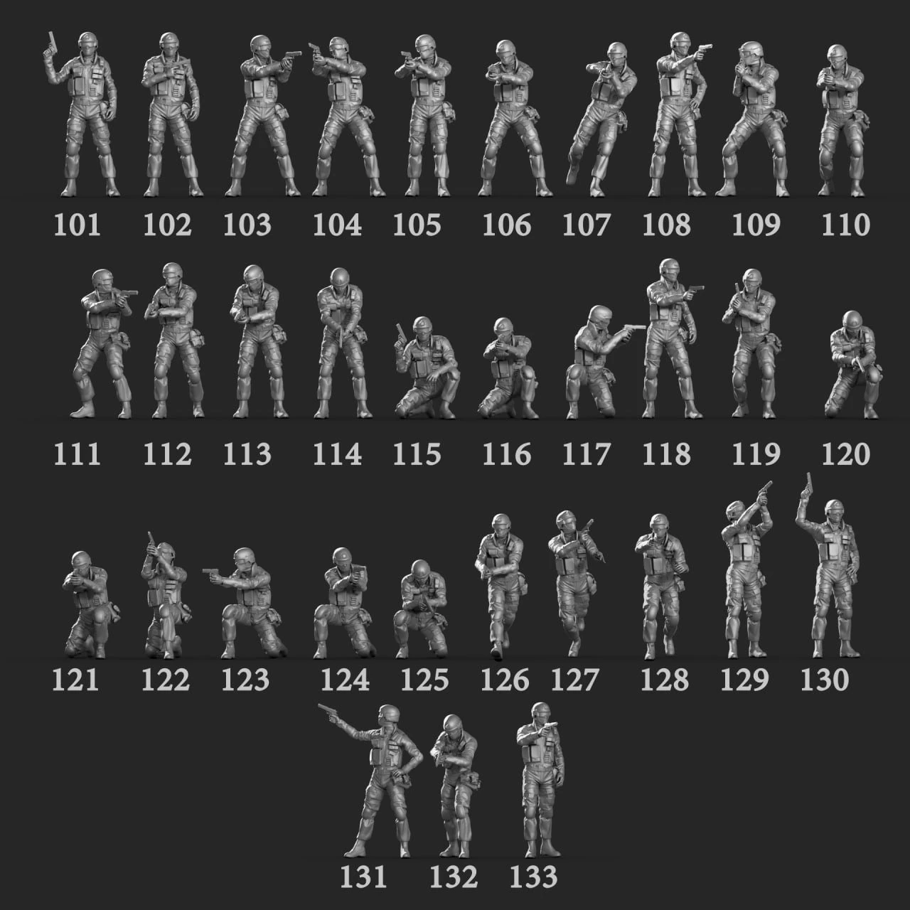 SWAT team pack 3D Print Model .c4d .max .obj .3ds .fbx .stl .blend 
