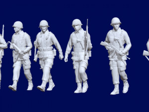 Americain ww2 soldiers x6 3D Print Model