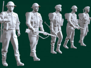 British ww2 soldiers x5 3D Print Model