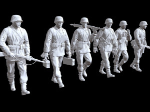 German ww2 walking soldiers x6 v2 3D Print Model