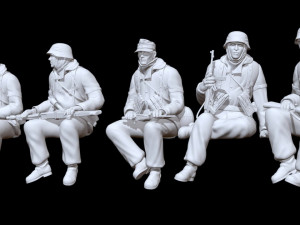 German ww2 seated soldiers x5 3D Print Model