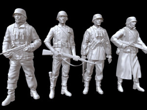 German ww2 idle soldiers x4 3D Print Model