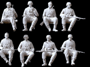 German ww2 seated soldiers x8 3D Print Model