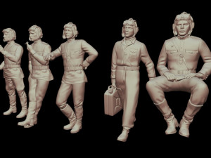 Russian ww2 tank crew soldiers x5 Model Cetak 3D