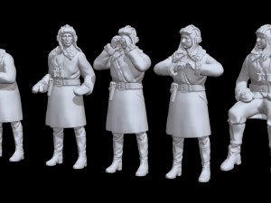 Soviet ww2 tank crew soldiers x5 3D Print Model