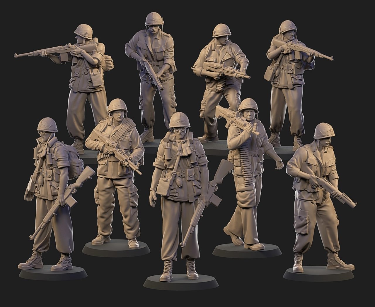 American Vietnam Squad Assembly 3D Принт Модель In Статуэтки 3DExport