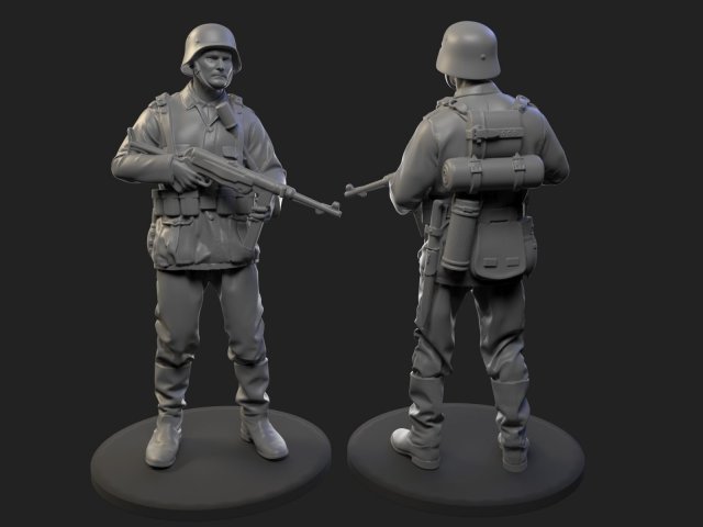 German Soldier WW2 assembly 3D प्रिंट मॉडल .c4d .max .obj .3ds .fbx .stl .blend