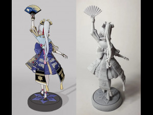 Kamisato Ayaka Genshin Impact assembly 3D-printmodel