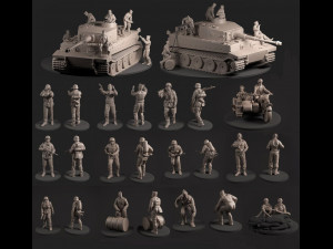 Tank and German Soldiers ww2 assembly 3Dプリントモデル