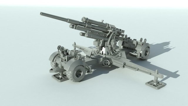 Flak 88mm Anti aircraft 3D Print Model .c4d .max .obj .3ds .fbx .stl .blend 