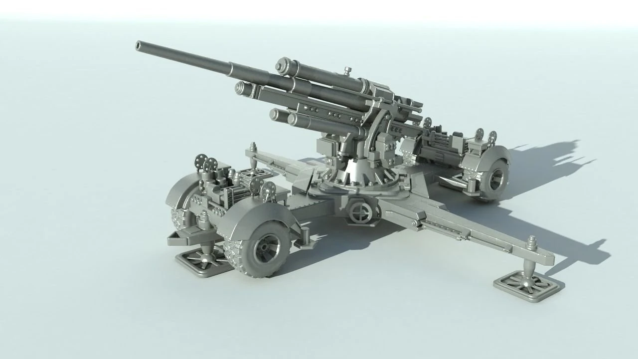 Flak 88mm Anti aircraft 3D Print Model .c4d .max .obj .3ds .fbx .stl .blend 