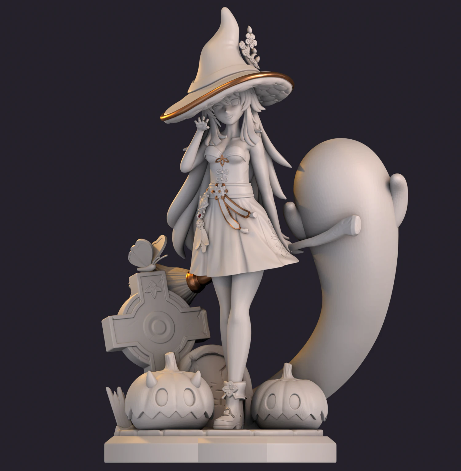 Halloween hu tao genshin impact assembly 3D Print Model .c4d .max .obj .3ds .fbx .stl .blend 