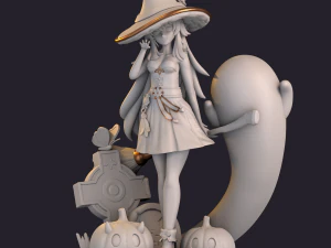 Assembl&eacute;e d'impact d'Halloween hu tao genshin Modèles 3D en vedette