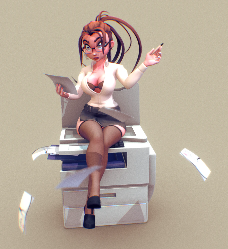 Printer girl NSFW assembly 3D Print Model .c4d .max .obj .3ds .fbx .stl .blend