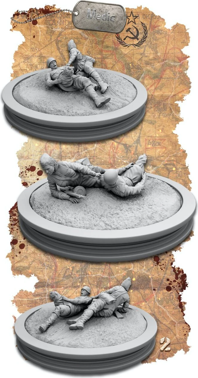 제2차 세계대전 의무병과 군인 3D 프린트 모델 .c4d .max .obj .3ds .fbx .stl .blend 