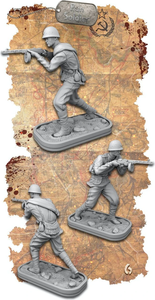 World War II Soviet Soldier Running 3D Print Model .c4d .max .obj .3ds .fbx .stl .blend 