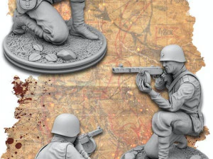 Soldado soviético de la Segunda Guerra Mundial con PPSH Modelo de impresión 3D