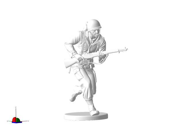 American soldier running ww2 3D 打印模型 .c4d .max .obj .3ds .fbx .stl .blend 