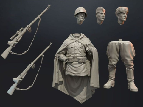 Soviet Sniper WW2 Assembly 3D 打印模型