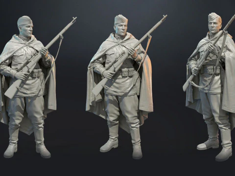 Soviet Sniper WW2 Assembly 3D Print Model