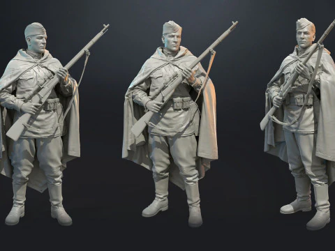 Soviet Sniper WW2 Assembly 3D Print Model