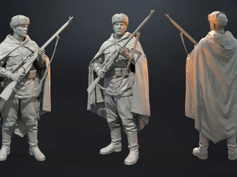 Soviet Sniper WW2 Assembly 3D Print Model